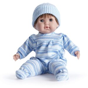 Nonis Brown Hair Soft Body Baby Doll Blue Stripe Outfit 15"