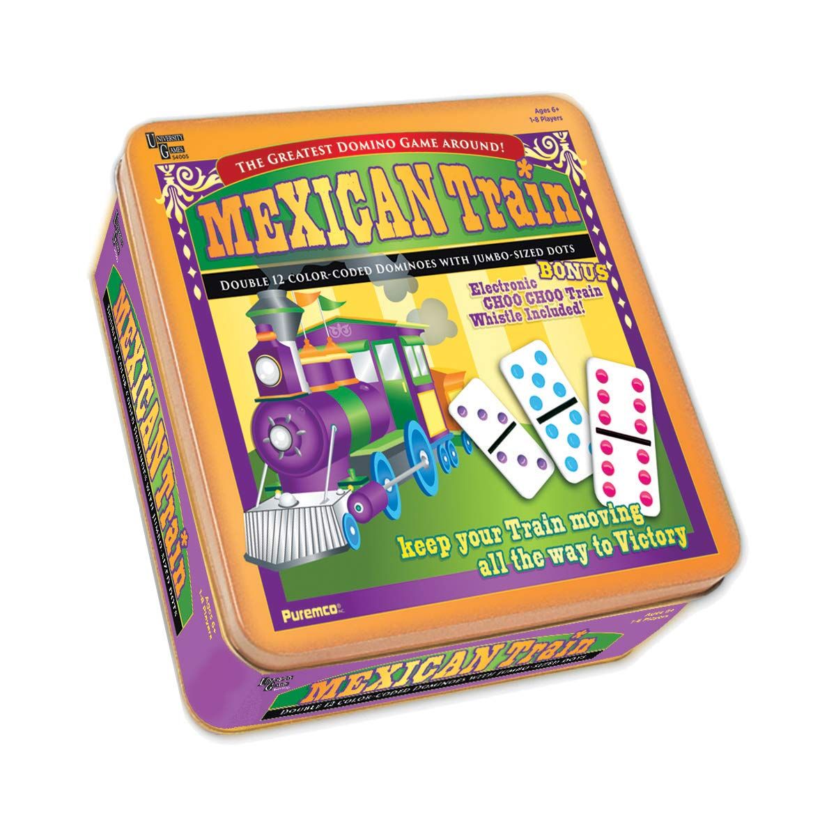 Mexican Train Double 12 Dominoes in Tin Mexican Train Double 12 Dominoes in Tin