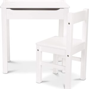 Wood Lift Top Desk & Chair (White)