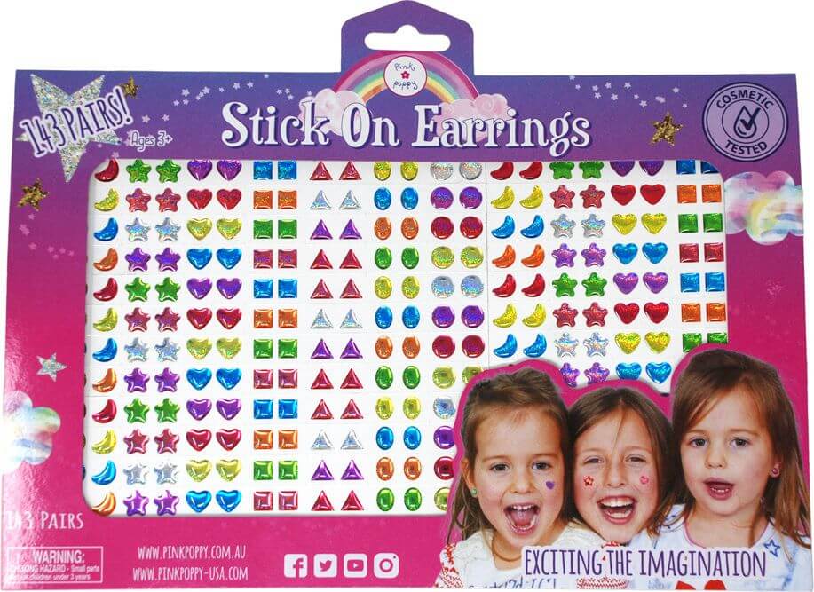Stick On Earrings 143 Pairs - Toys & Co. - Pink Poppy
