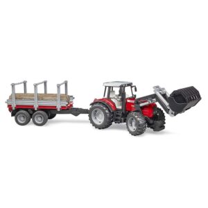 Massey Ferguson 7480 with Frontloader and Timber Trailer
