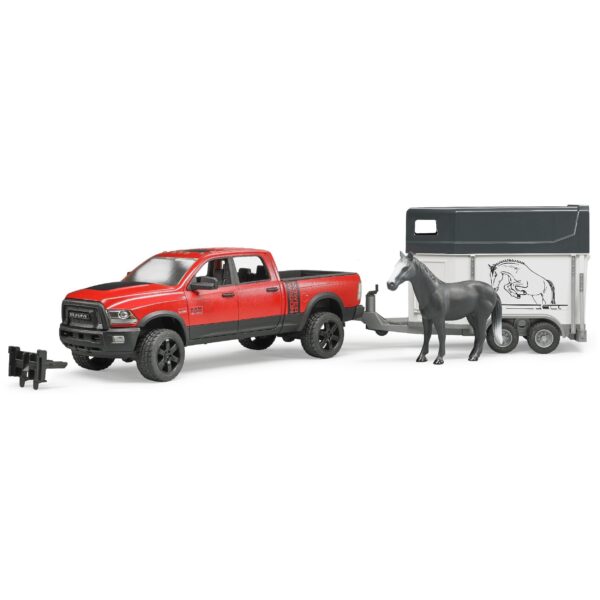 Dodge Ram 2500 Power Wagon Pickup Truck Red with Horse Trailer