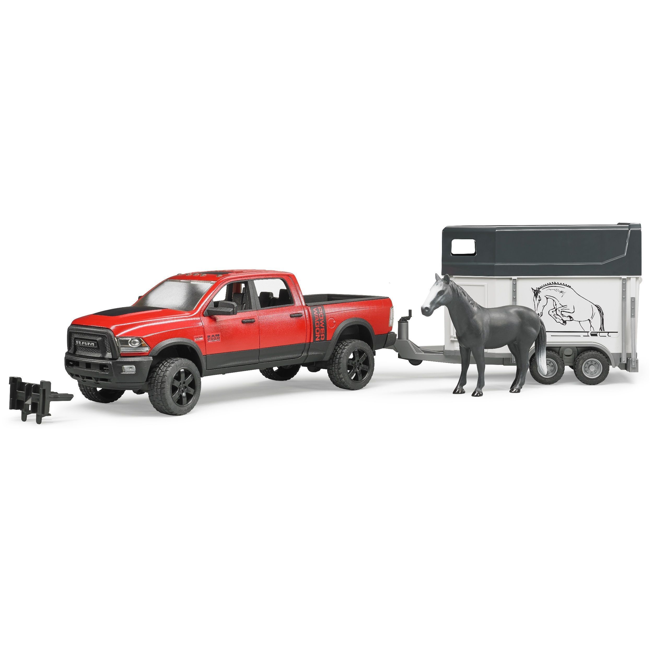 ide Gammeldags Tether Toys & Co. - Bruder Trucks - Dodge Ram 2500 Power Wagon Pickup Truck Red  with Horse Trailer